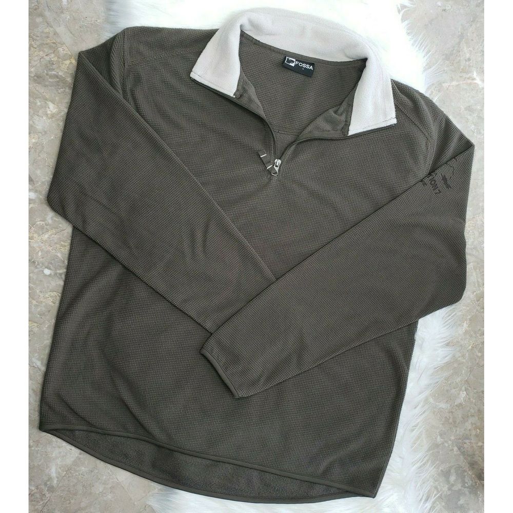 FOSSA 1/4 Zip L/S Waffle Pullover Brown Size Large